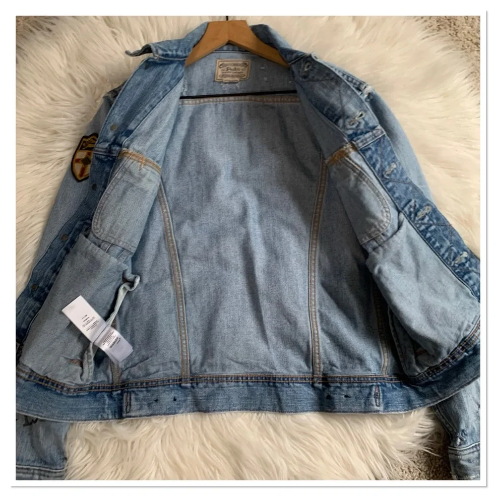 Polo Ralph Lauren Graffiti Print Patch Jean Jacket Size Medium - Picture 2 of 13